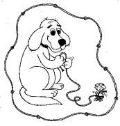 coloriage clifford joue a la corde